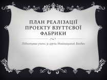 Презентація на тему «План реалізації проекту взуттєвої фабрики»