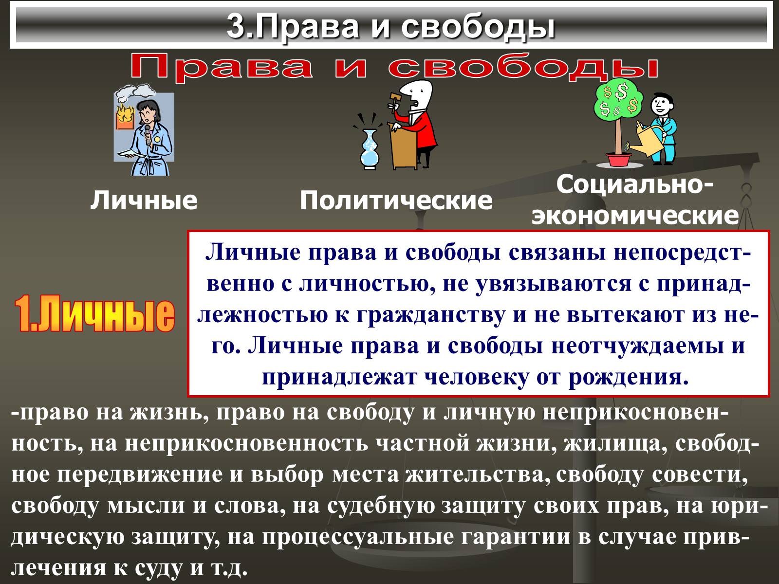 Право на свободу и личную жизнь. Право на жизнь право на свободу. Личные и социально экономические права и свободы. Личные и политические права и свободы. Политическая личные права.