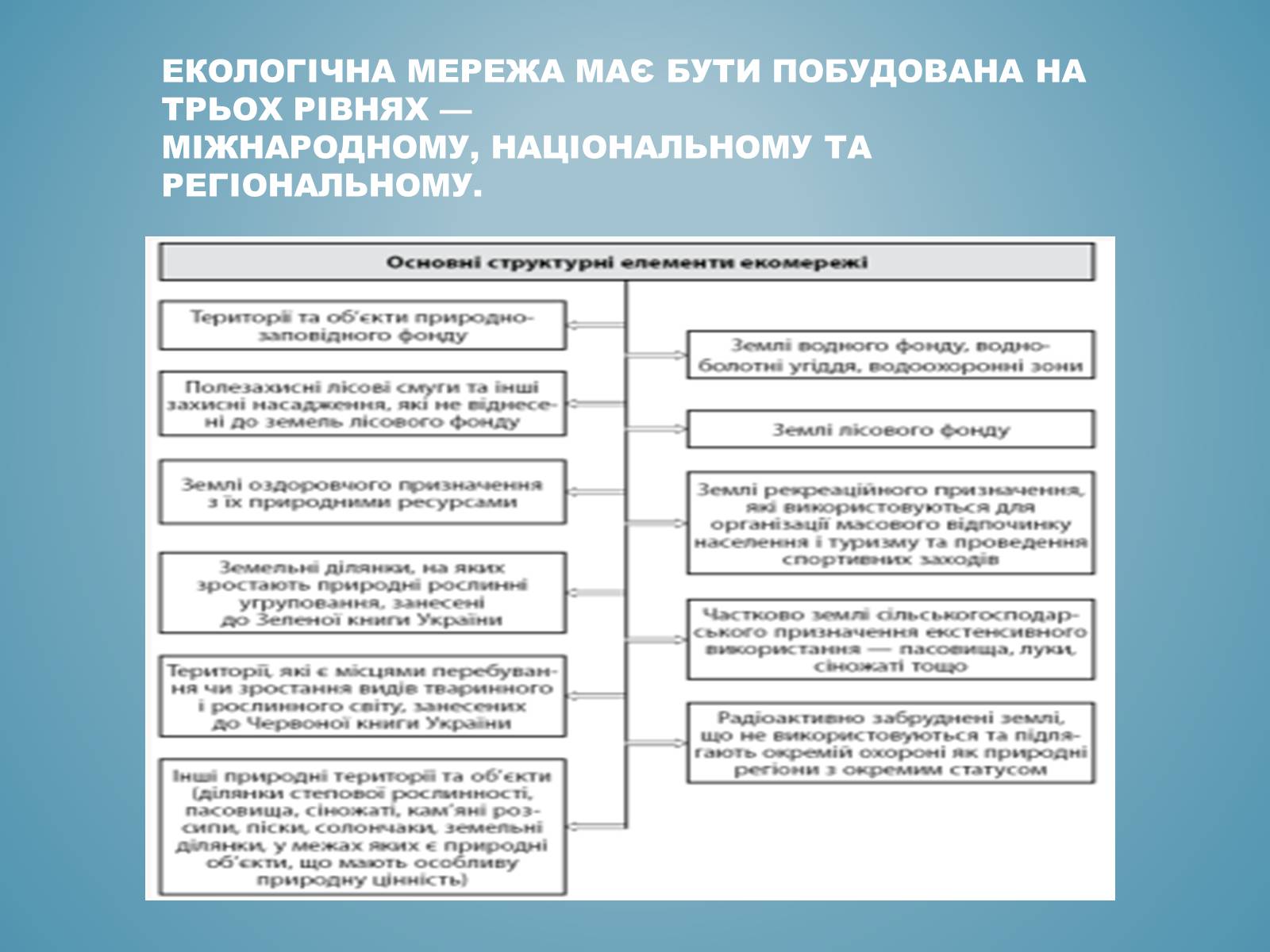 Презентація на тему «Основні категорії заповітних об&#8217;єктів.Уявлення про екомережі» - Слайд #3