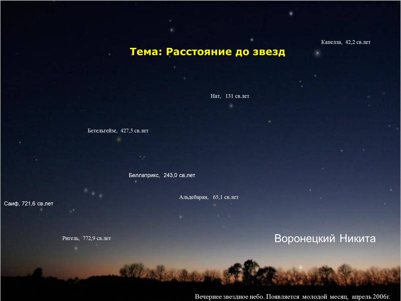 Презентація на тему «Растояние до звезд» - Слайд #1