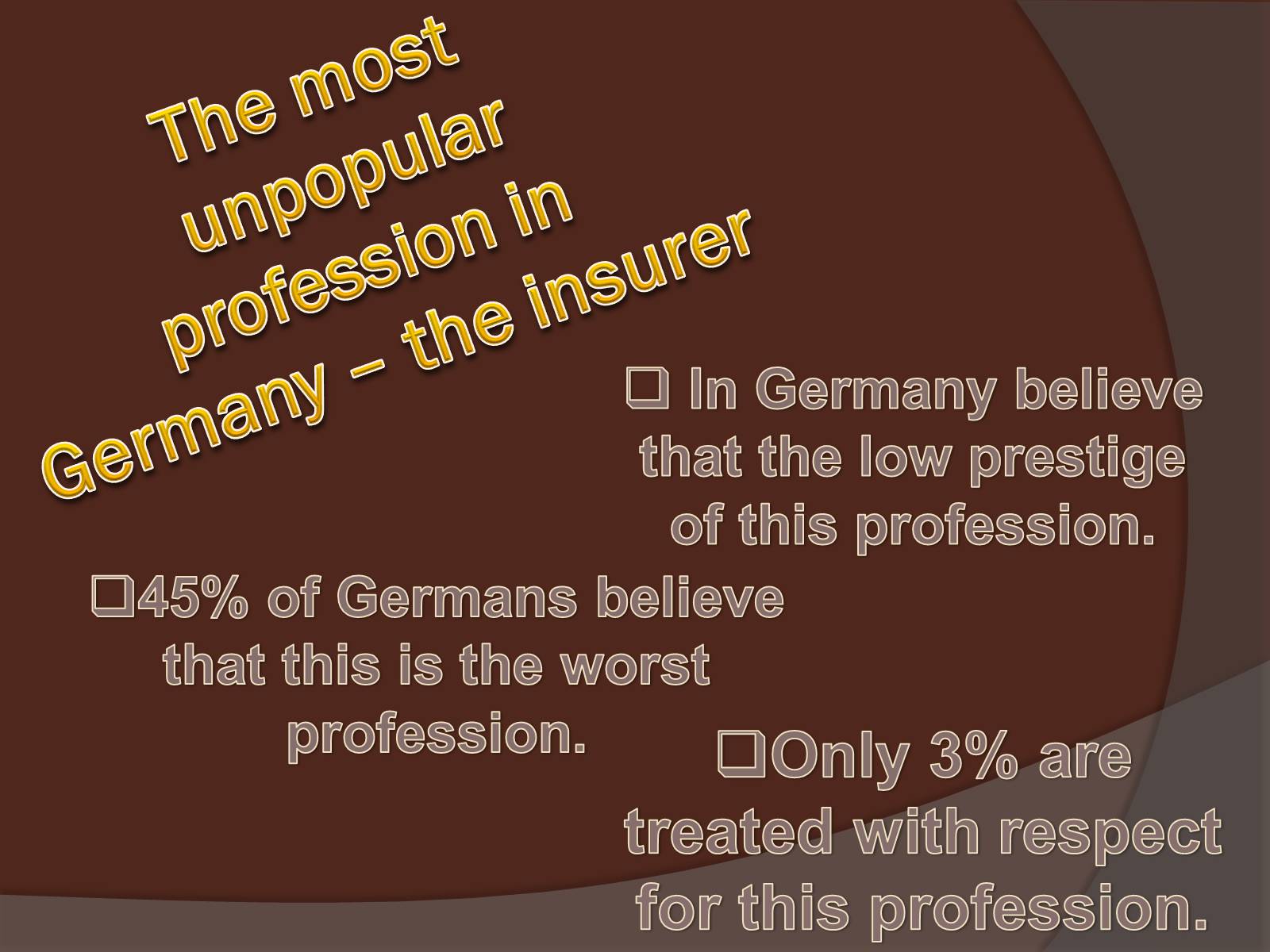 Презентація на тему «Don&#8217;t popular profession in Germany» - Слайд #3