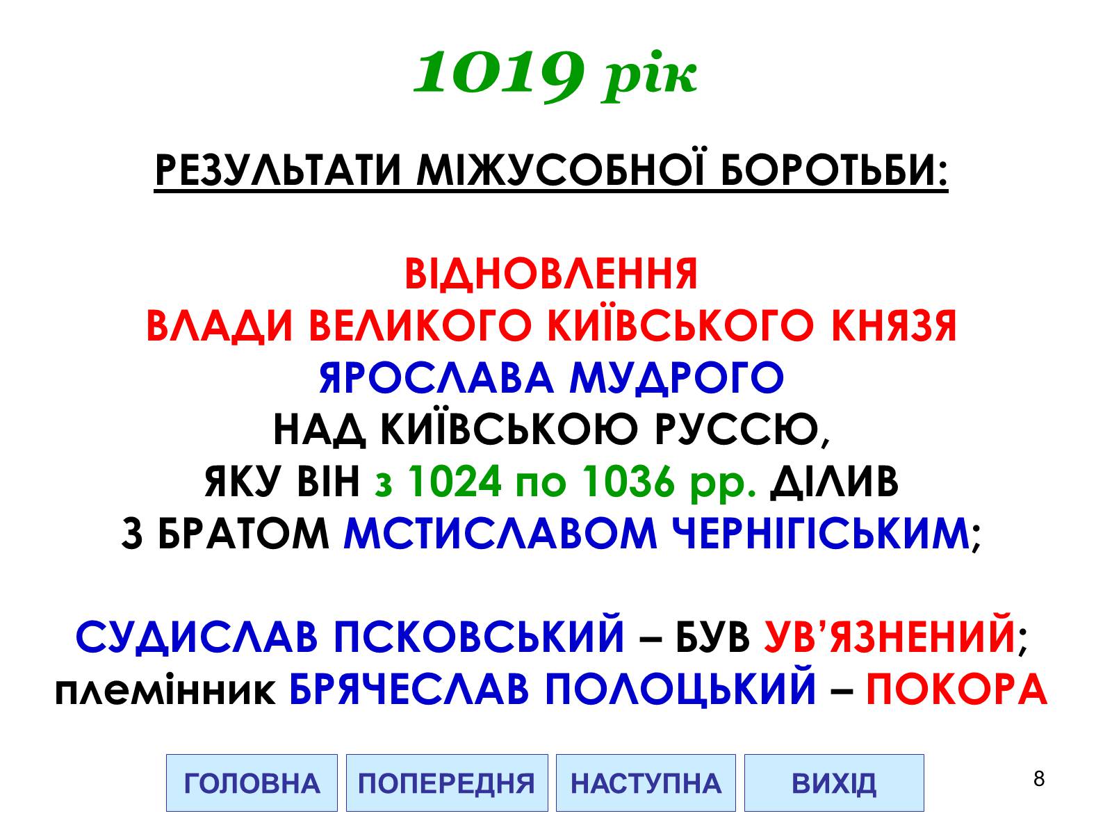 Презентація на тему «Міжусобна боротьба синів Володимира» - Слайд #8