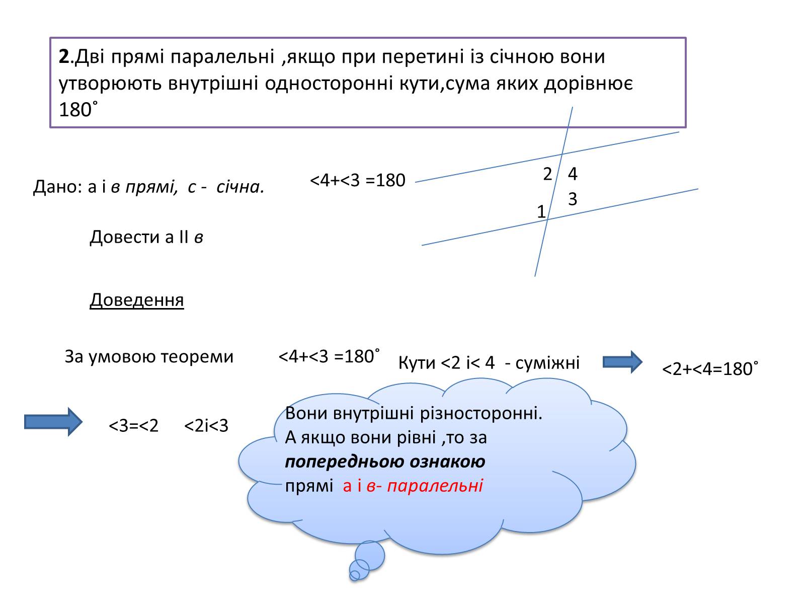 Презентація на тему «Ознаки паралельності прямих» - Слайд #4