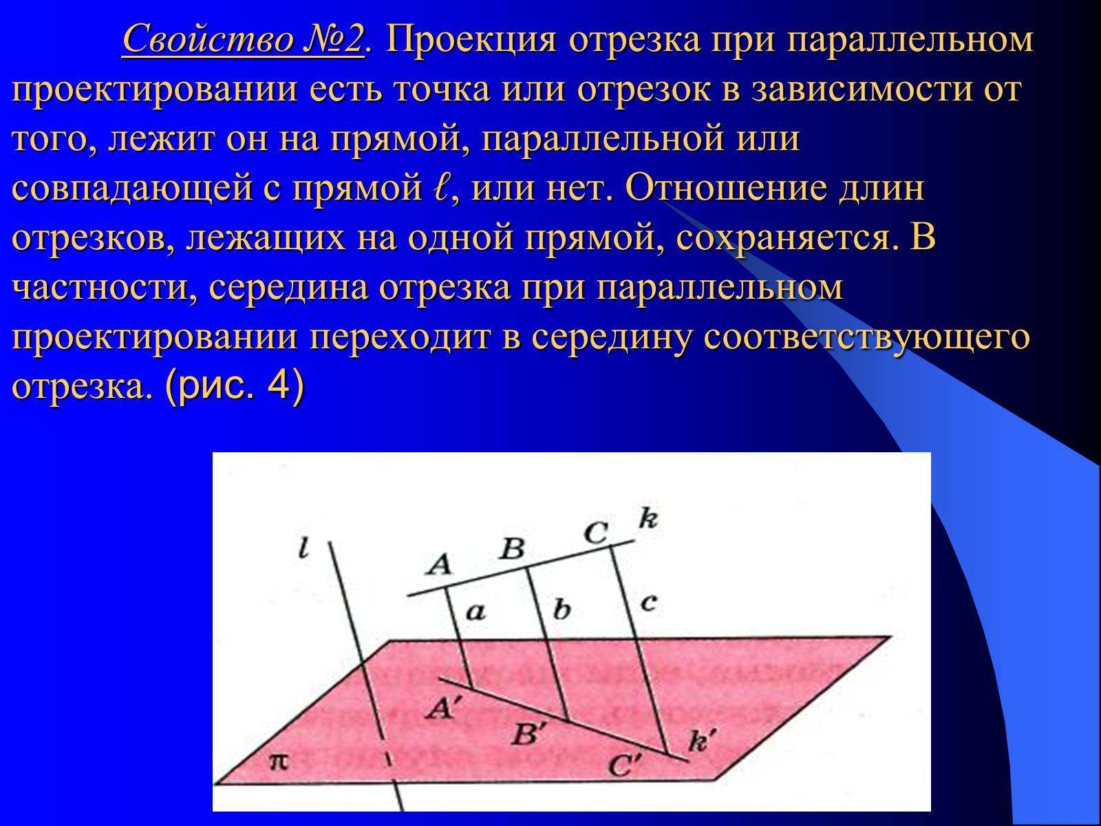 Параллельные проекции точек. Параллельное проектирование. Проекция отрезка. Проецирование отрезков. Проецирование отрезка прямой.