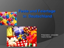 Презентація на тему «Feste und Feiertage in Deutschland»