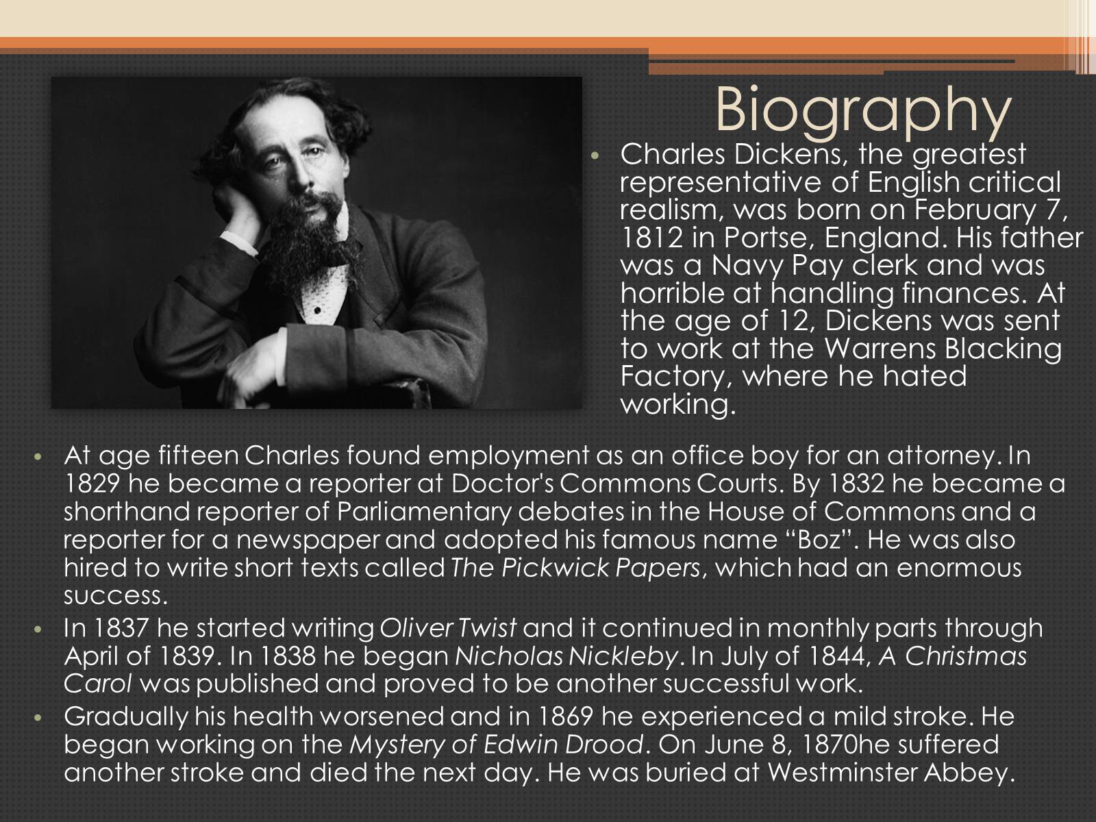 He became. Charles Dickens Biography презентация. Charles Dickens Biography. Чарльз Диккенс презентация. Чарльз Диккенс биография.