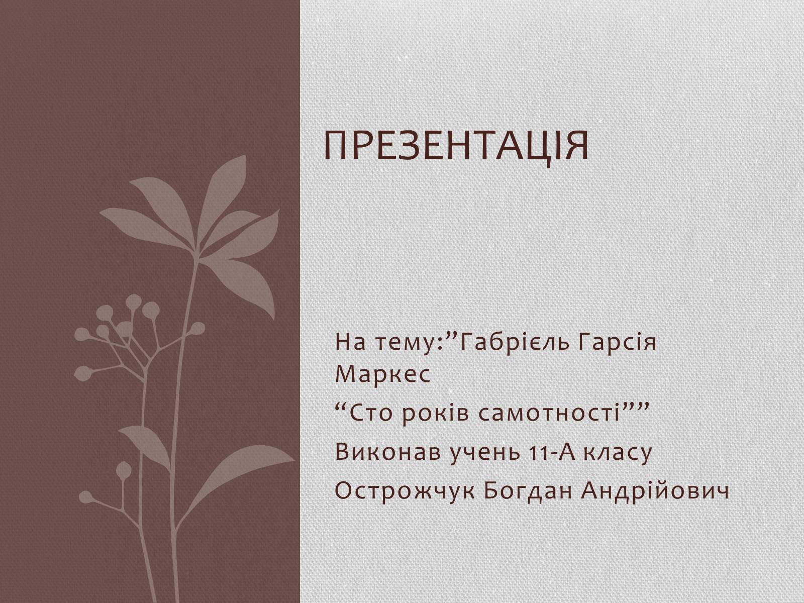 Презентація на тему «Сто років самотності» (варіант 2) - Слайд #1