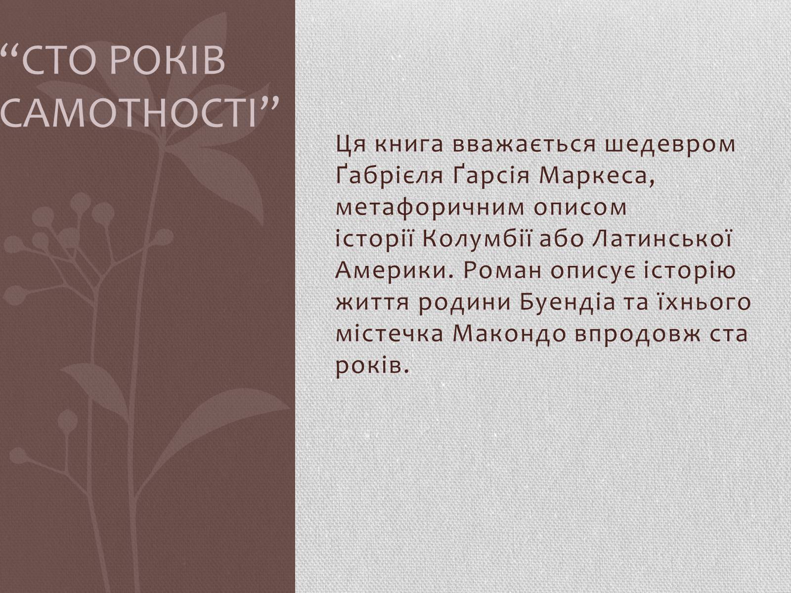 Презентація на тему «Сто років самотності» (варіант 2) - Слайд #5