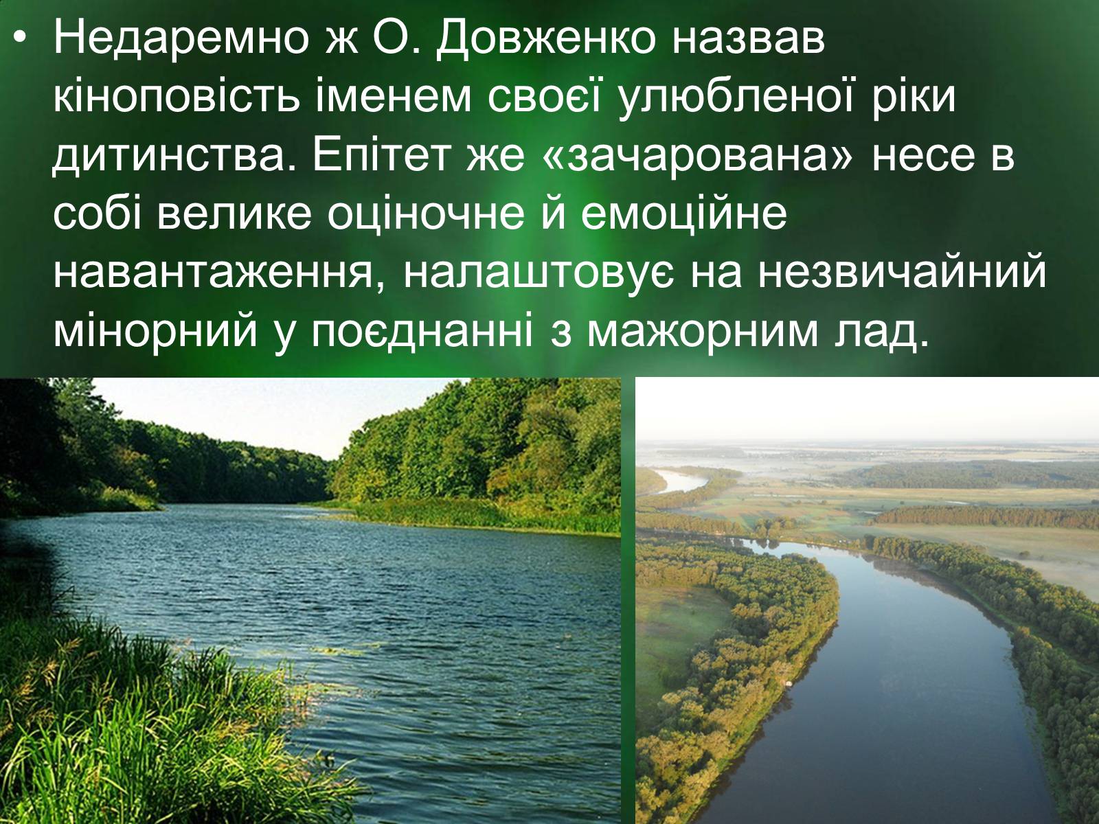 Презентація на тему «Роль природи в творі Зачарована десна» - Слайд #4