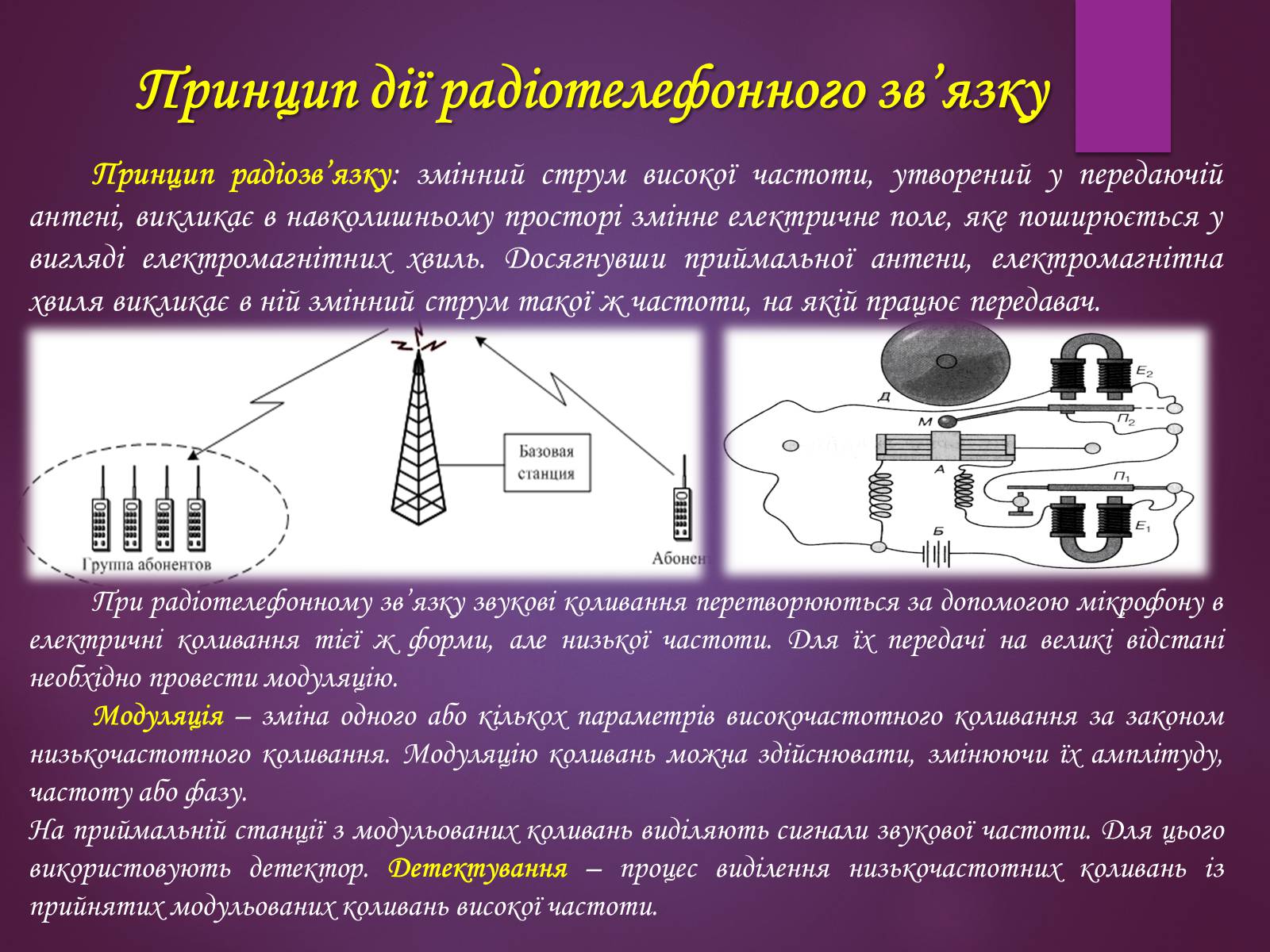 Презентація на тему «Принцип дії радіотелефонного зв&#8217;зку. Радіомовлення і телебачення» - Слайд #3