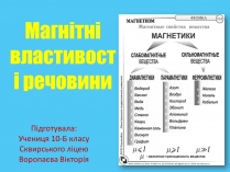 Презентація на тему «Магнітні властивості речовини» (варіант 1)