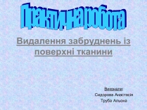 Презентація на тему «Видалення забруднень із поверхні тканини»