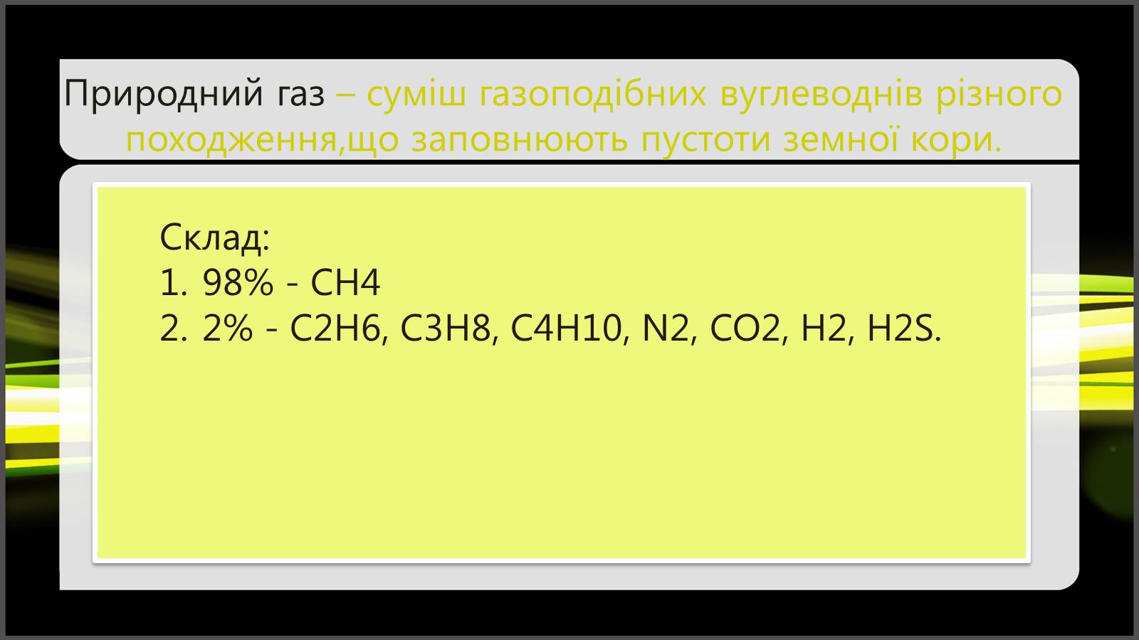 Презентація на тему «Природні та супутні нафтові гази. Їх склад. Використання» - Слайд #2