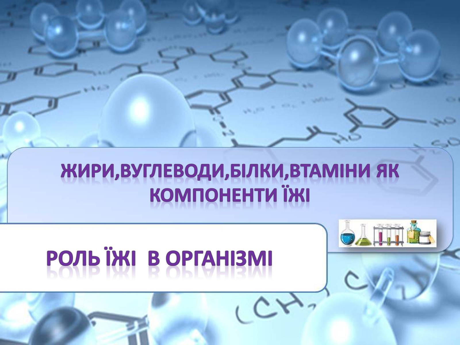 Презентація на тему «Жири, вуглеводи, білки, вітаміни як компоненти їжі» (варіант 1) - Слайд #1