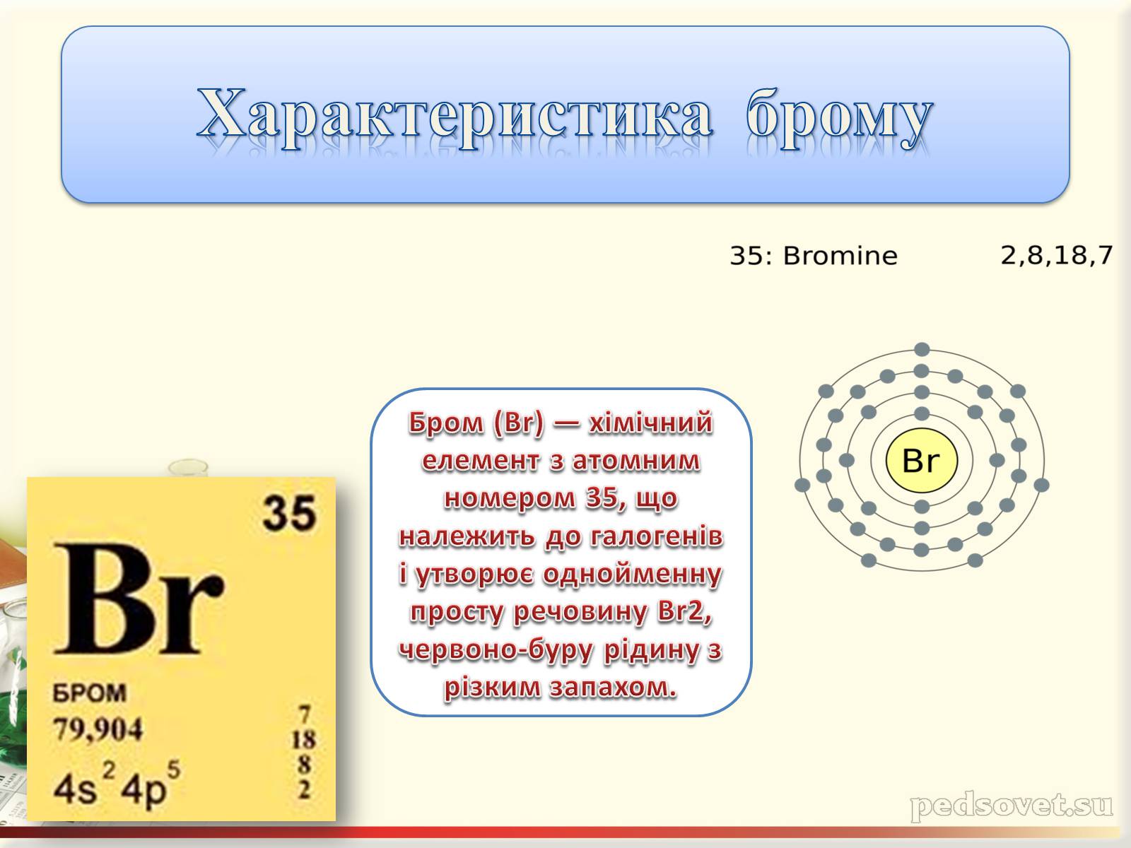 Свойства атома брома. Бром характеристика элемента. Характеристика брома. Модель строения атома брома. Строение атома брома.