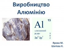 Презентація на тему «Виробництво Алюмінію»