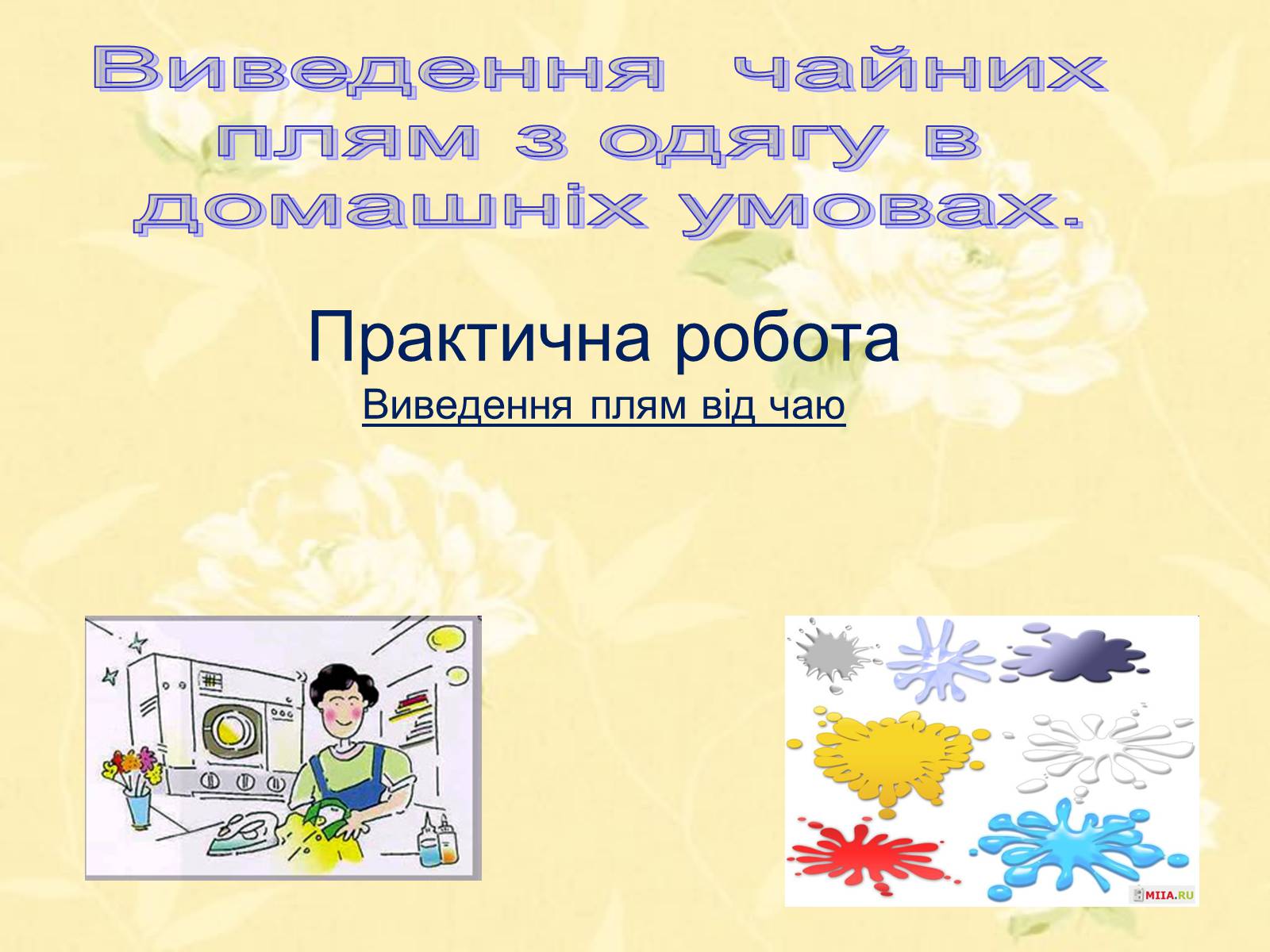 Презентація на тему «Виведення чайних плям з одягу в домашніх умовах» - Слайд #1