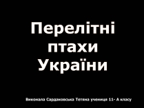 Презентація на тему «Перелітні птахи України»