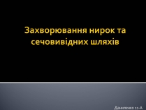 Презентація на тему «Захворювання нирок та сечовивідних шляхів»