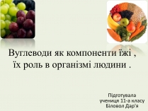 Презентація на тему «Вуглеводи як компоненти їжі, їх роль у житті людини» (варіант 22)