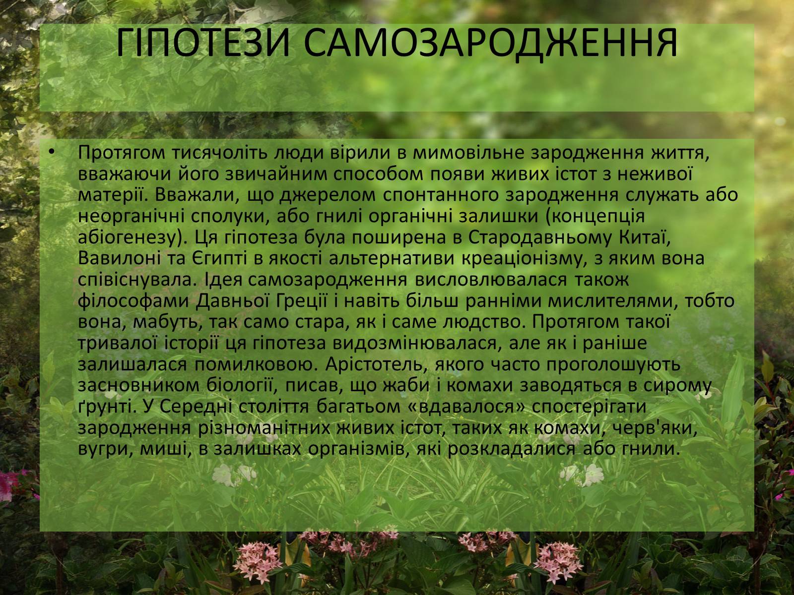 Презентація на тему «Гіпотези виникнення життя» (варіант 1) - Слайд #6