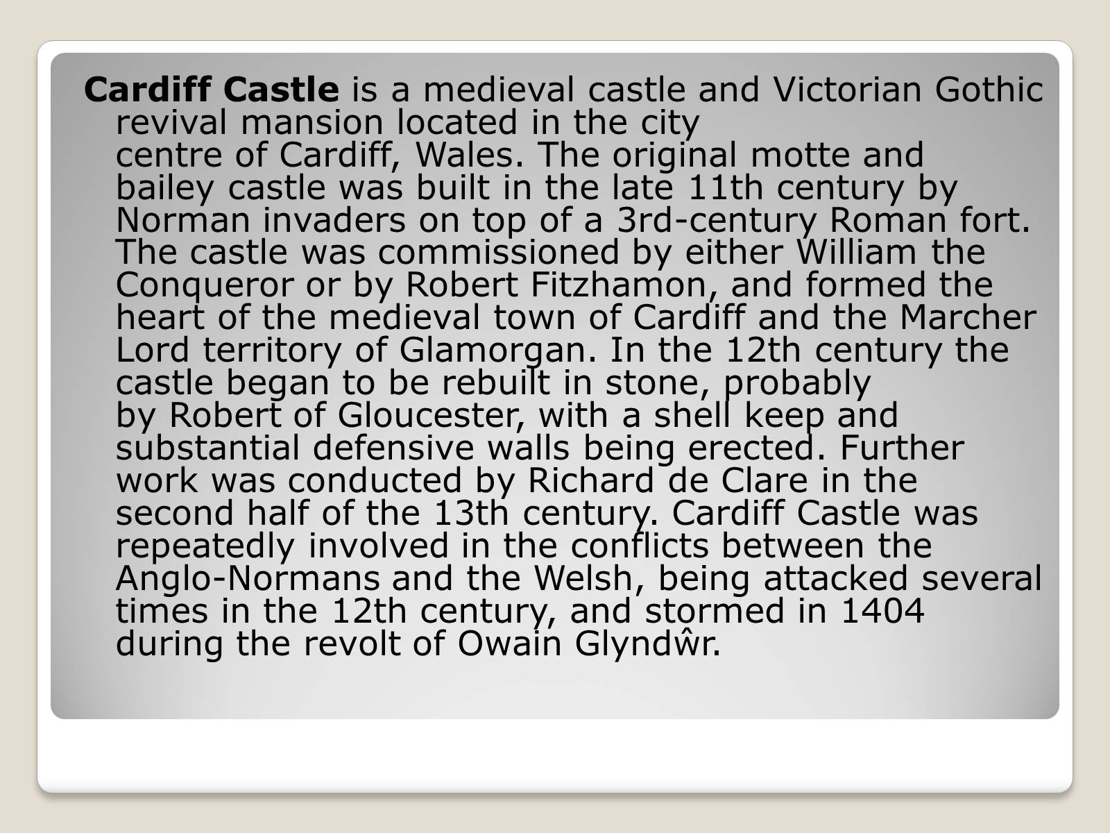 Презентація на тему «Cardiff Castle» - Слайд #2