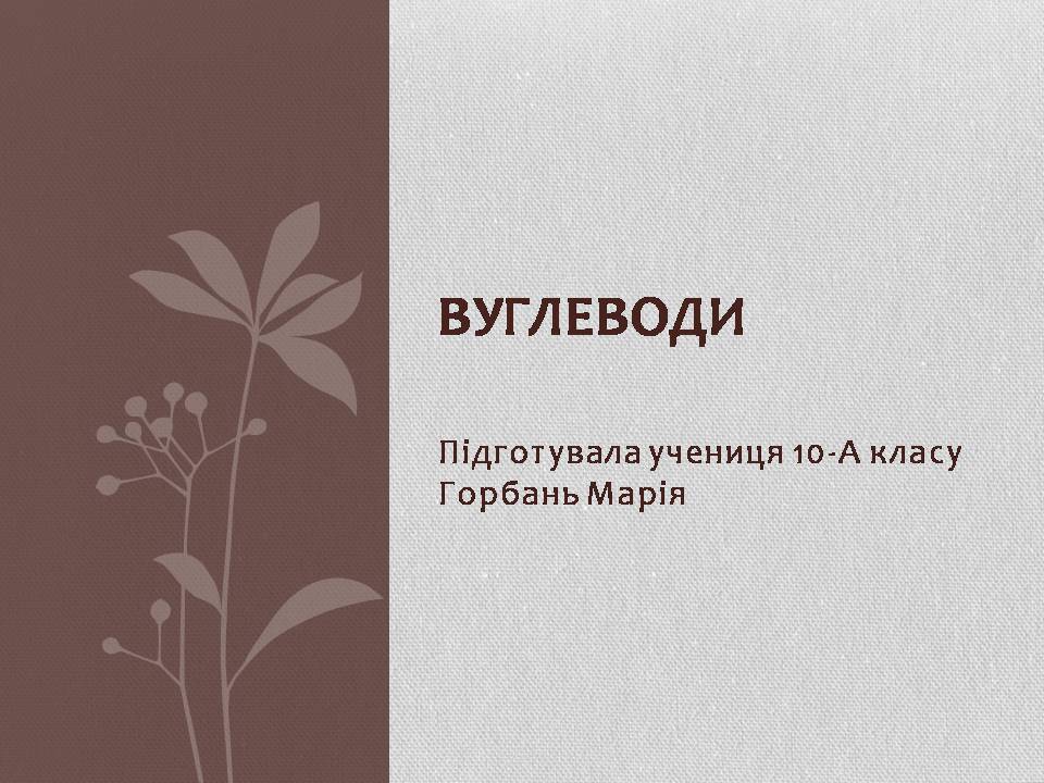 Презентація на тему «Вуглеводи як компоненти їжі, їх роль у житті людини» (варіант 37) - Слайд #1