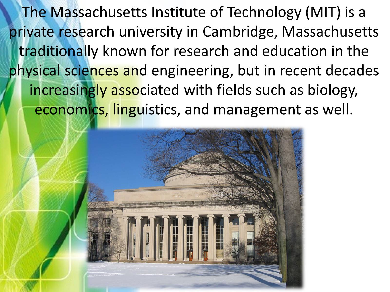 Презентація на тему «Massachusetts Institute of Technology» - Слайд #2