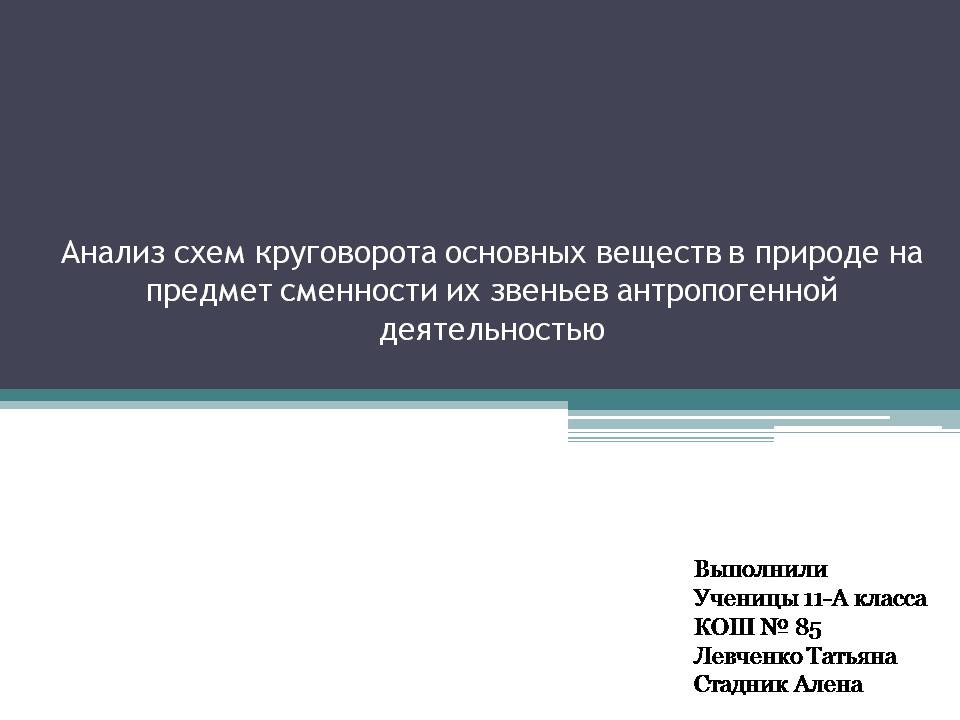 Презентація на тему «Анализ схем круговорота основных веществ в природе» - Слайд #1