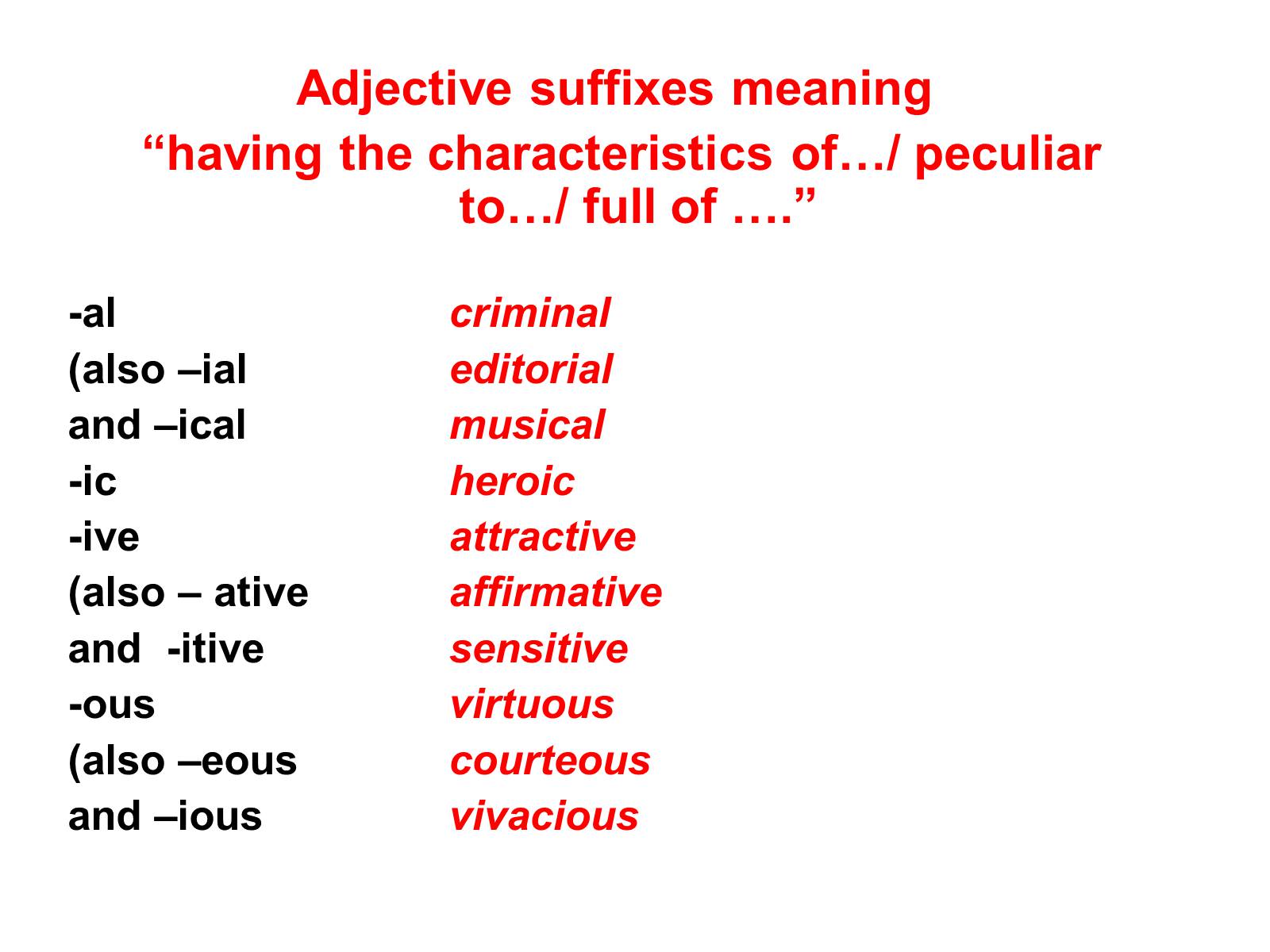 Suffix ful adjectives