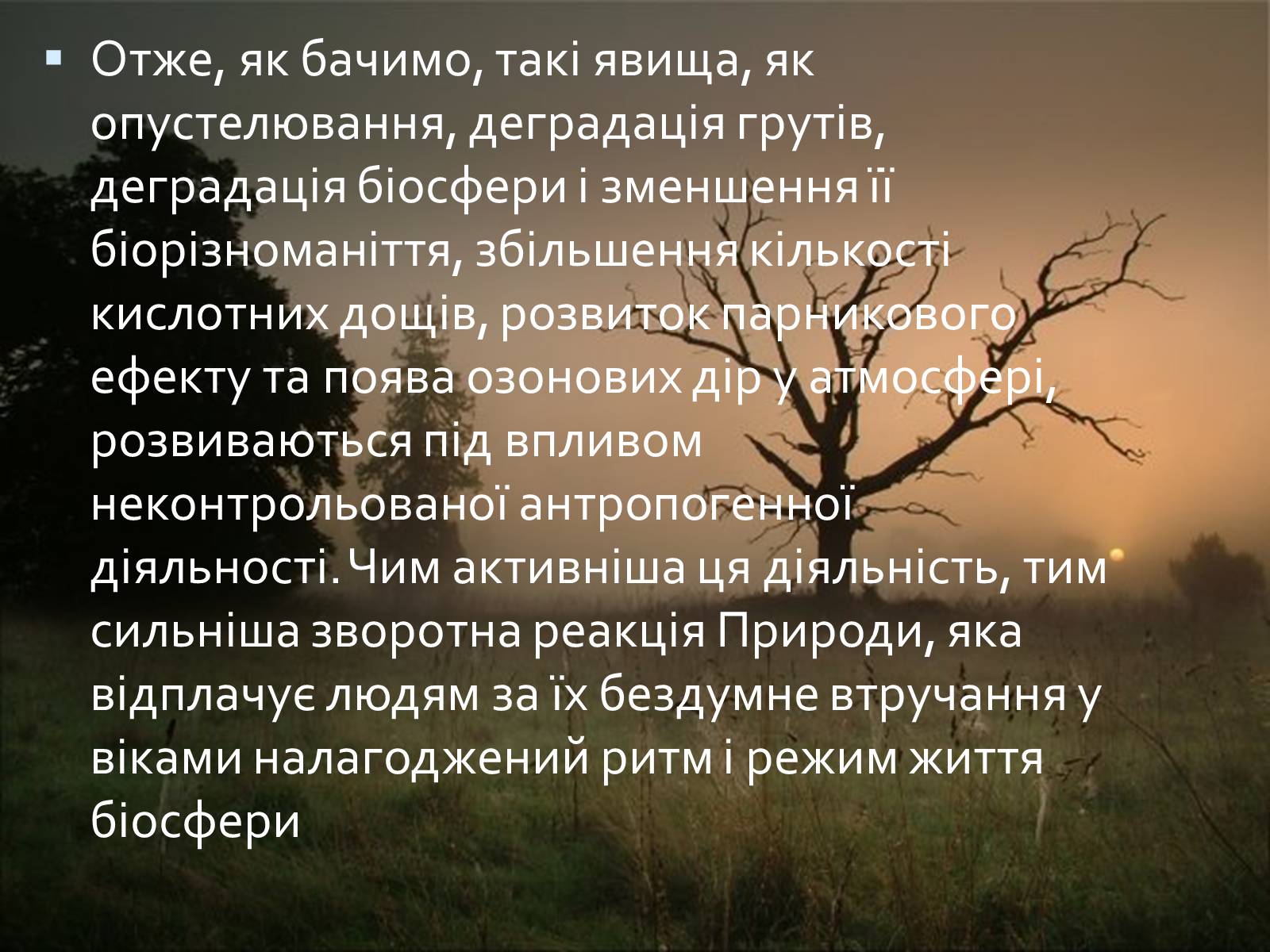 Презентація на тему «Масштаби і наслідки антропогенного впливу» - Слайд #13