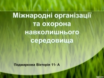 Презентація на тему «Міжнародні організації та охорона навколишнього середовища»