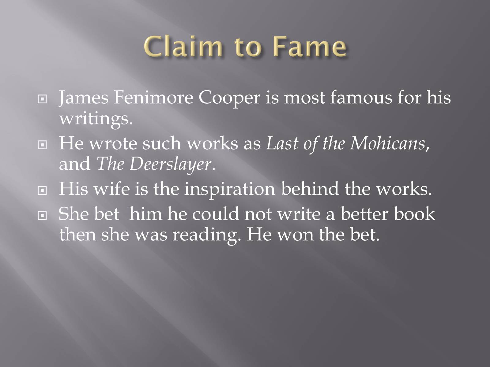 Презентація на тему «James Fenimore Cooper» (варіант 1) - Слайд #4