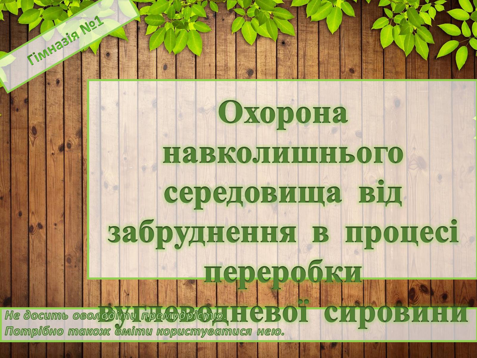 Презентація на тему «Охорона навколишнього середовища від забруднення в процесі переробки вуглеводневої сировини» - Слайд #1