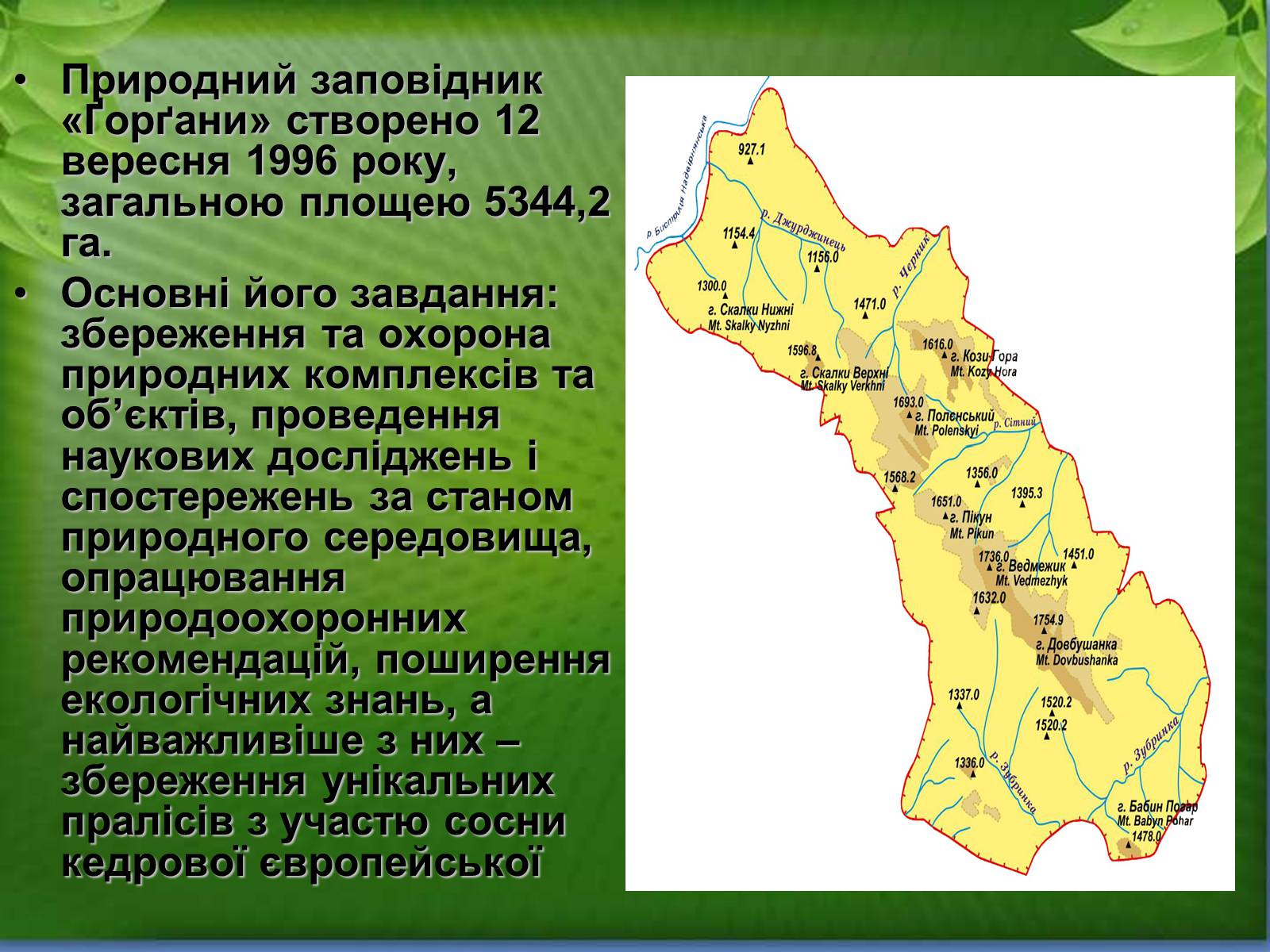 Презентація на тему «Природний заповідник Ґорґани» - Слайд #2