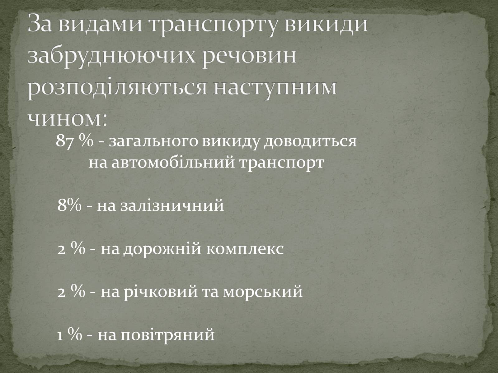 Презентація на тему «Аналіз впливу на довкілля різних видів транспорту» - Слайд #4