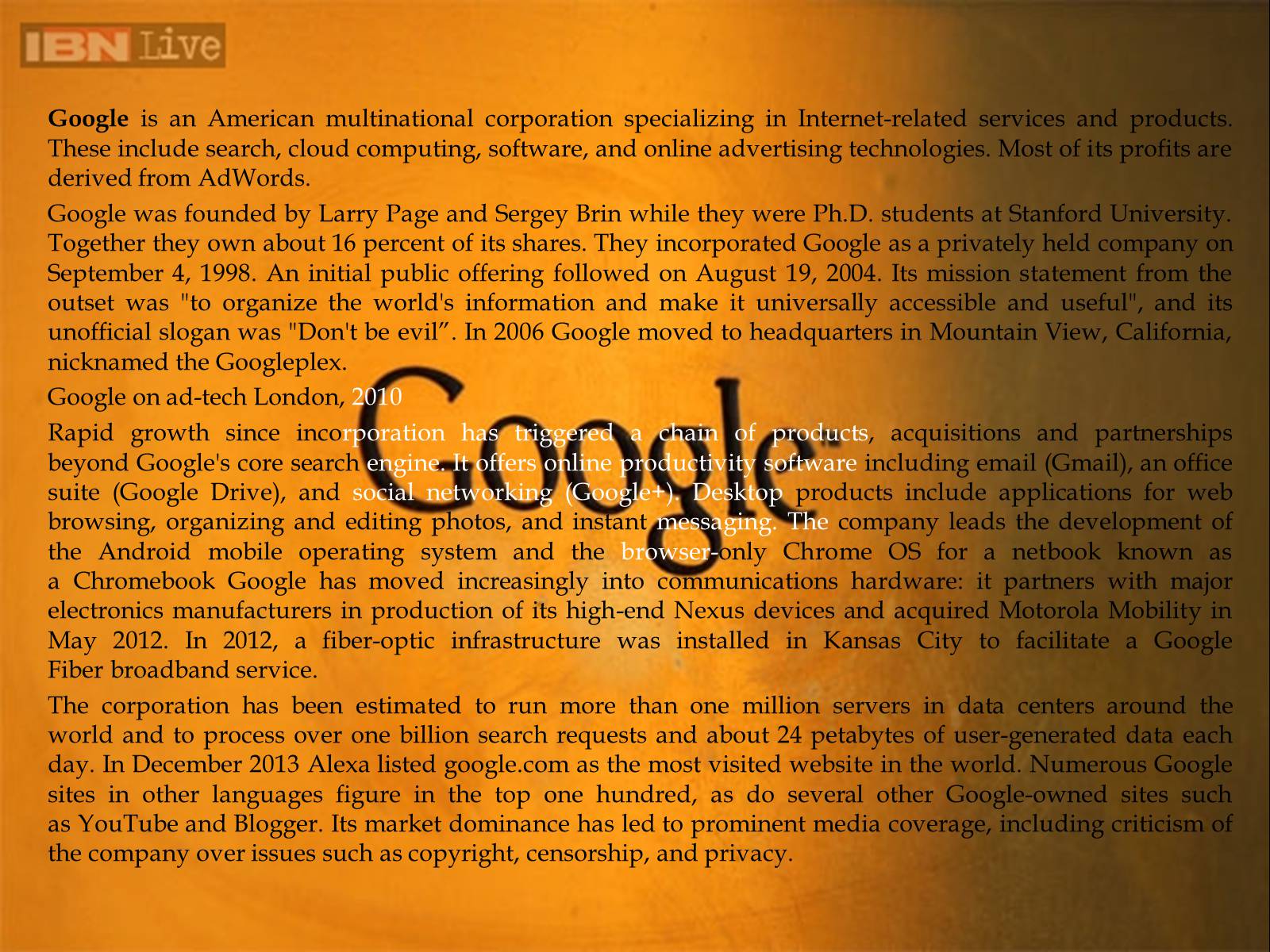 Презентація на тему «Google» - Слайд #2