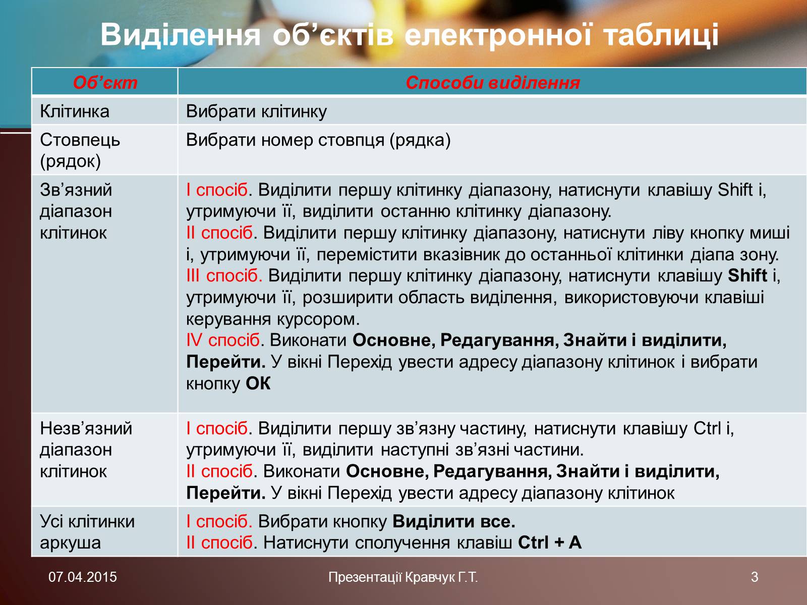 Презентація на тему «Електронні таблиці» (варіант 1) - Слайд #3