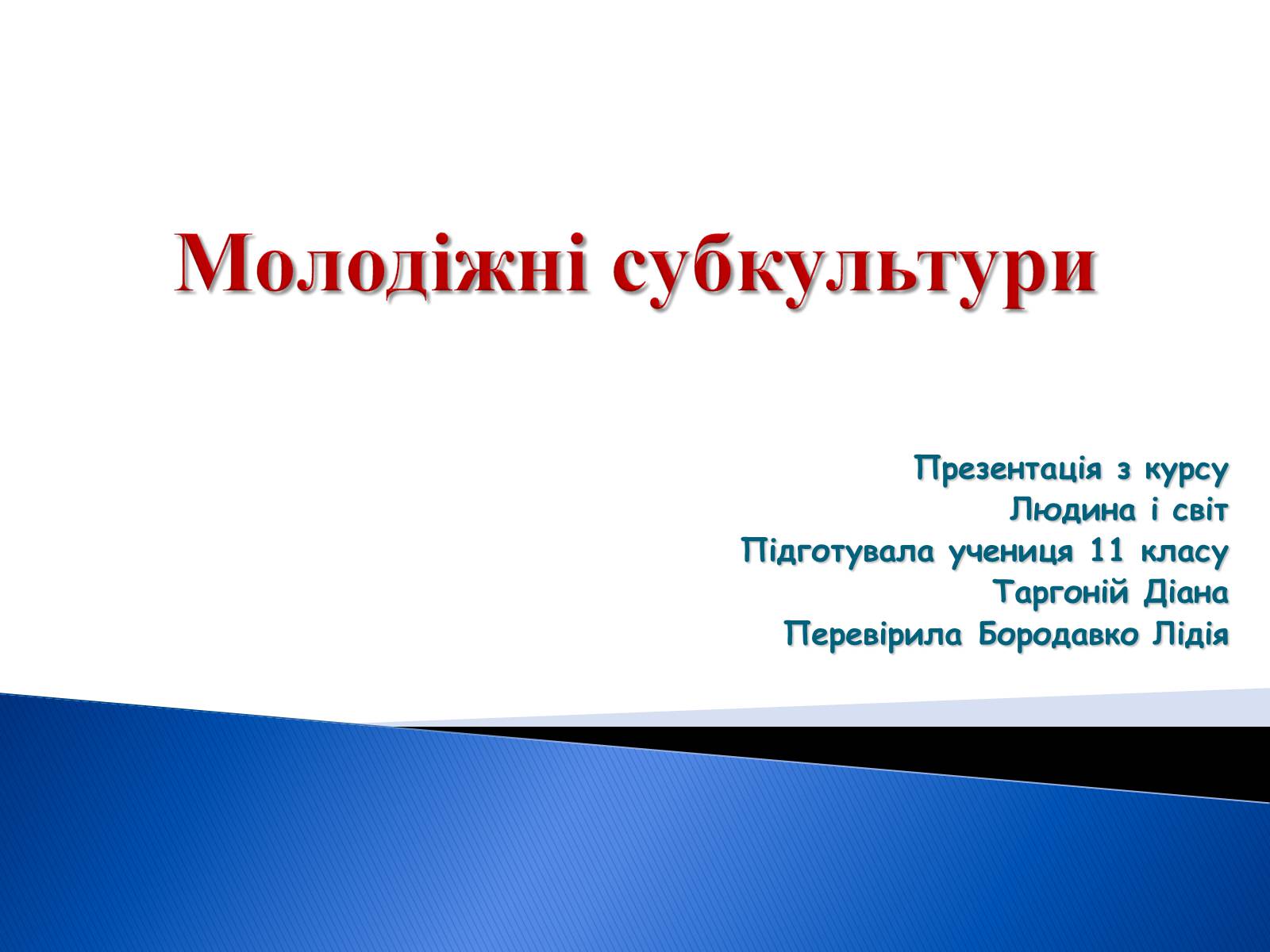 Презентація на тему «Молодіжні субкультури» (варіант 9) - Слайд #1