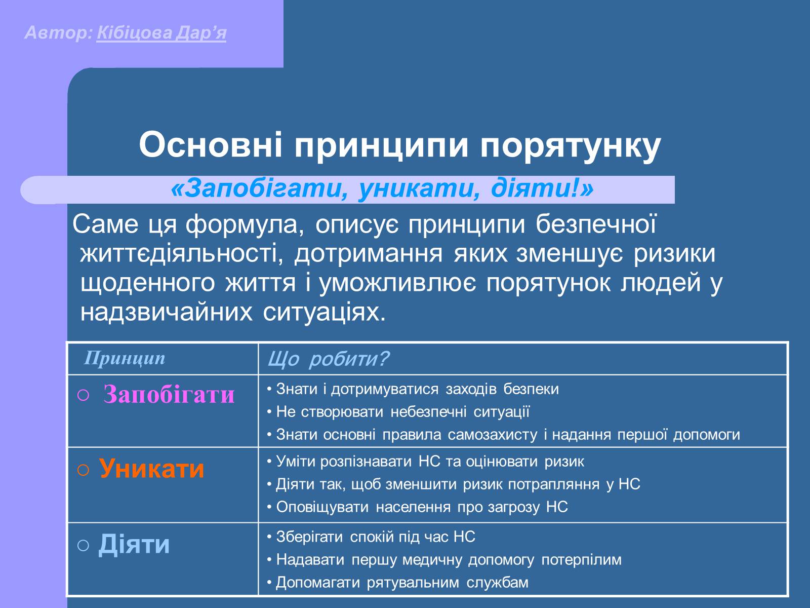 Презентація на тему «Основні принципи порятунку та захисту людей» - Слайд #2