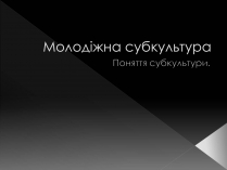 Презентація на тему «Молодіжна субкультура» (варіант 1)